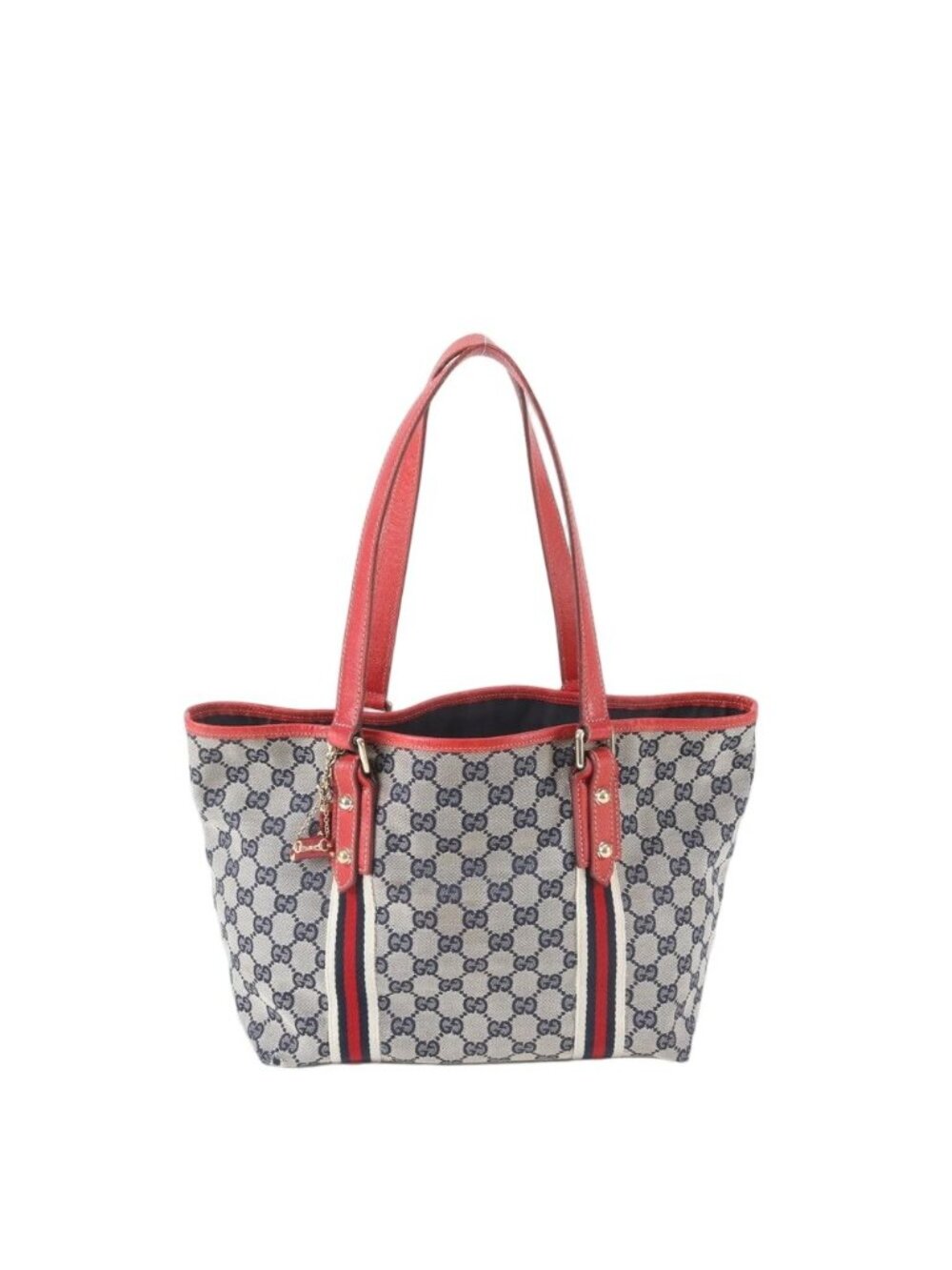 Gucci GG Canvas Sherry Charm Leather Tote Shoulder